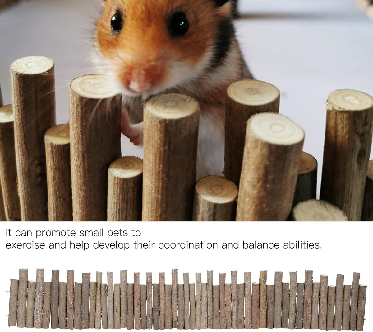 Ejoyous Hamster Wooden Bridge, Wood Ladder Hamster Fence Hideout Cage Bedding Climbing Toys for