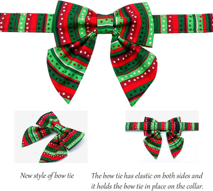 Lionet Paws Christmas Dog Collar with Bowtie, Dog Sailor Bow Collar with Metal Buckle for Dogs and