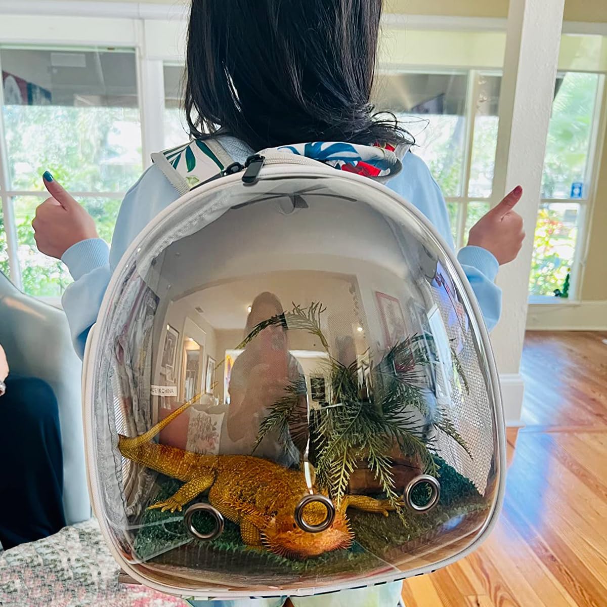 Hamster Backpack Carrier,Bearded Dragon Carrier Backpack for Kids with Clear Bubble Window,Small