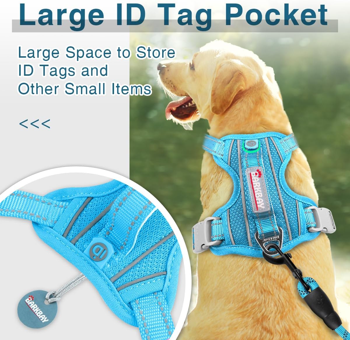 BARKBAY Dog Harness No Pull with ID Tag Pocket - Heavy Duty, Reflective, Easy Control for Large