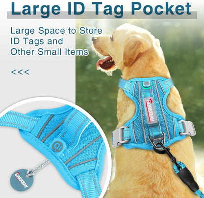 BARKBAY Dog Harness No Pull with ID Tag Pocket - Heavy Duty, Reflective, Easy Control for Large