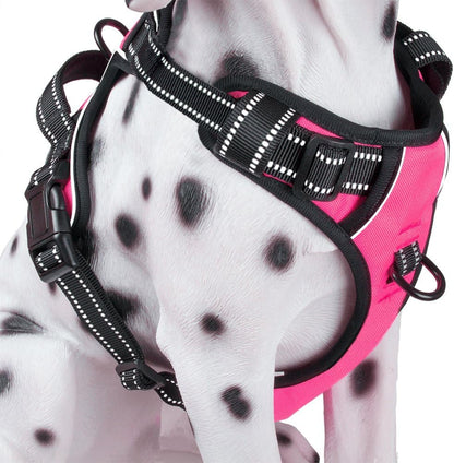 PoyPet No Pull Dog Harness, Reflective Comfortable Vest Harness with Front & Back 2 Leash