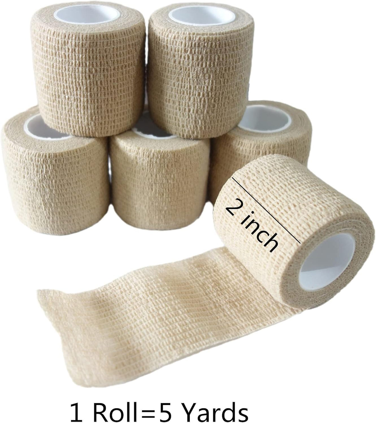 6 Pack 2" x 5 Yards Self Adhesive Bandage Wrap Breathable Cohesive Vet Wrap for Pets, Elastic