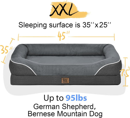 Washable Orthopedic Large Dog Bed - Dog Beds Large Sized Dogs with Removable Cover Waterproof Pet