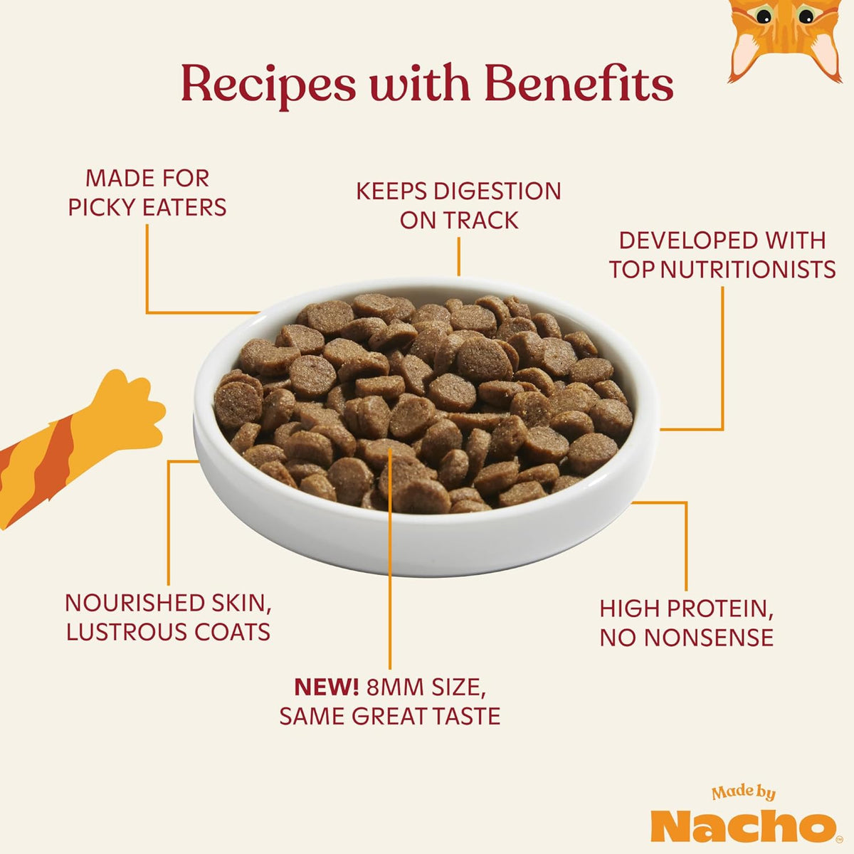 Made by Nacho Dry Cat Kibble 11lb Bag, High Protein and Grain-Friendly Premium Cat Food, Cage-Free