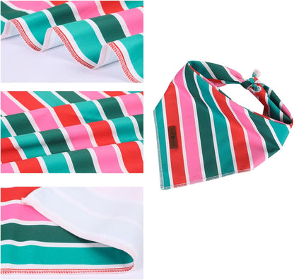 lionet paws Christmas Dog Bandana,Fabric Colorful Stripe Dogs Kerchief for Medium Large Dogs,Dog