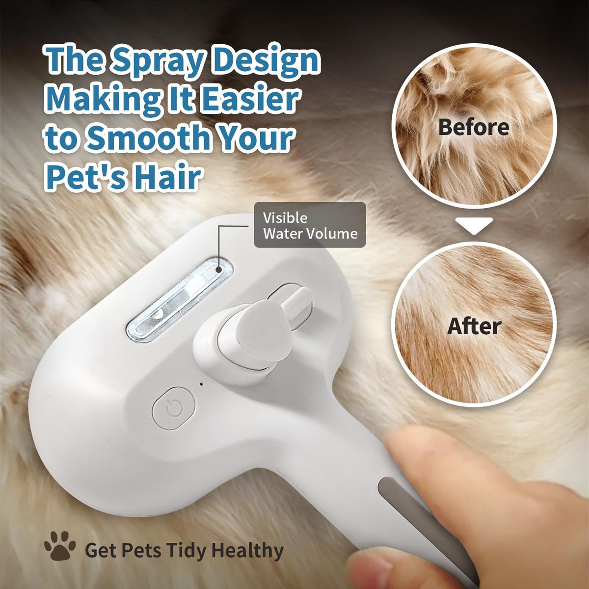 3 In 1 Self Cleaning Steamy Pet Brush - Anti-Static, Grooming Tool for Long and Short Hair Pets