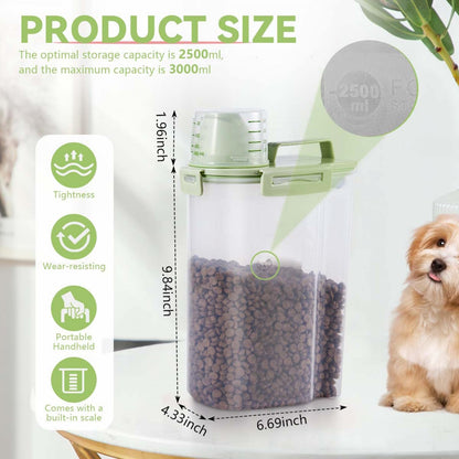 SenseYo 2.5lb Pet Food Storage Container with Measuring Cup, 3L Cat Food Storage Container Dog Food