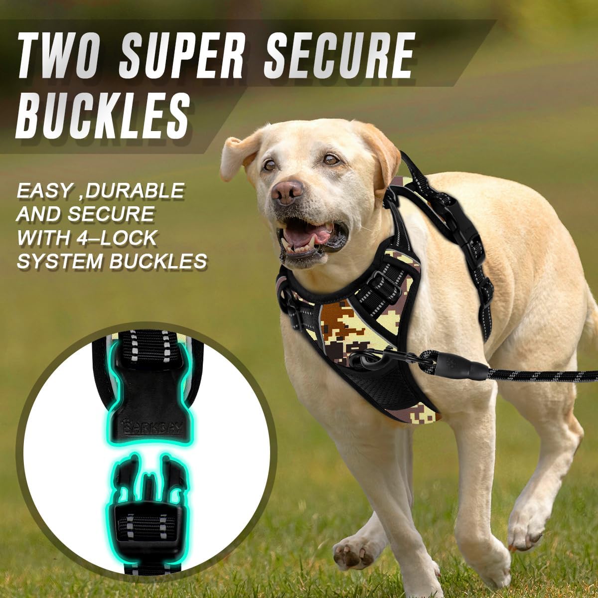 BARKBAY No Pull Dog Harness Front Clip Heavy Duty Reflective Easy Control Handle for Large Dog