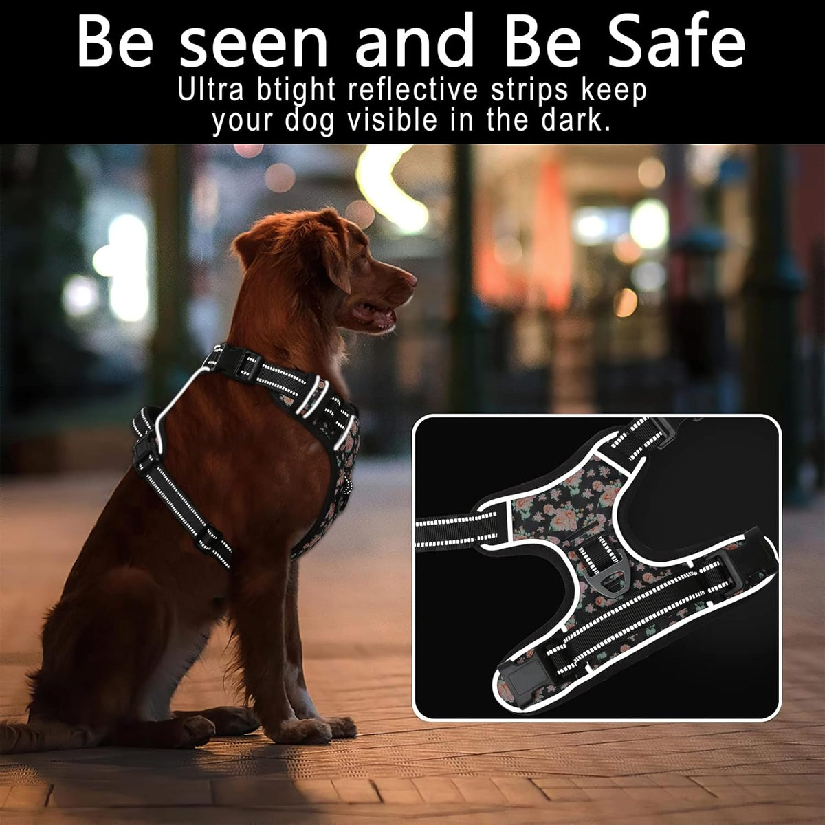 Timos Dog Harness, No-Pull Pet Harness with 2 Leash Clips, 3 Snap Buckles Adjustable Soft Padded