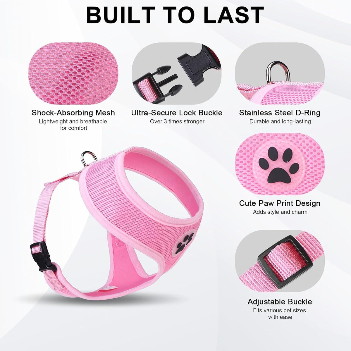 BINGPET No Pull Dog Harness,Soft Mesh Breathable All Weather Vest Harness,Safety Protection Design