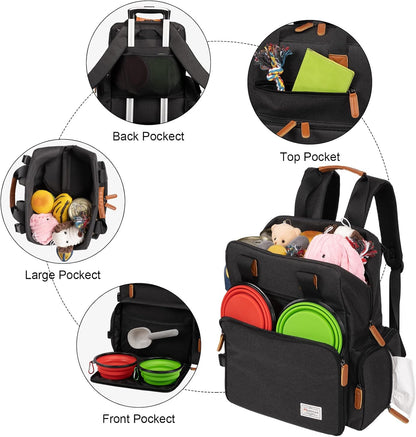 Modoker Dog Travel Bag, Airline Approved Backpack for Pet Accessories Organizer, Tote Weekend Bag