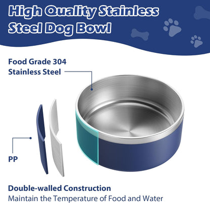 LIANLAI Dog Bowls, Rust-Resistant Stainless Steel Dog Bowls, Spill Proof Double Puppy Dishes for