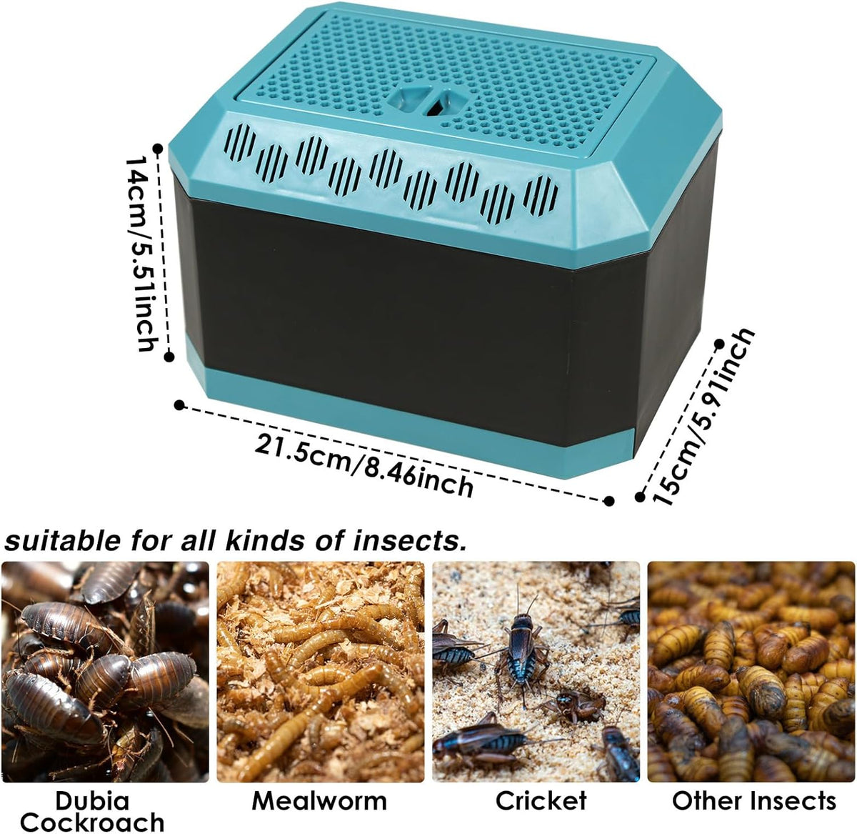 Multi Purpose Insect Habitat for Crickets, Dubia Cockroaches, breadworms, and Silkworms, with