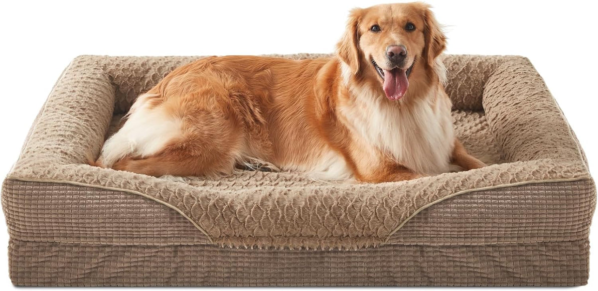 INVENHO Orthopedic Dog Beds Large Sized, XL Washable Egg-Crate Memory Foam Dog Couch with Washable