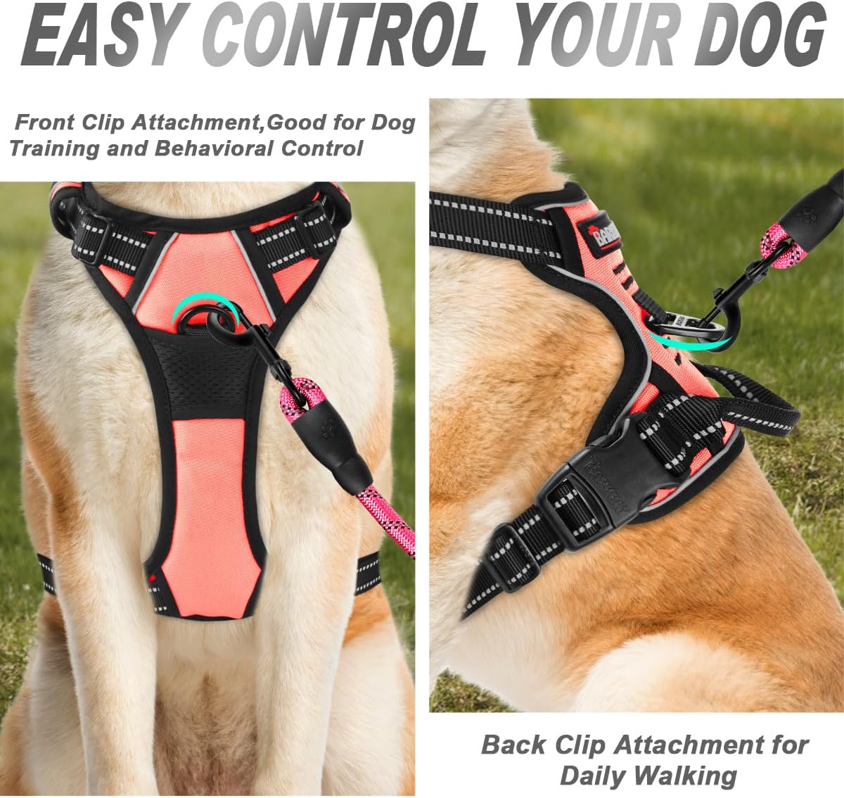 BARKBAY No Pull Dog Harness Front Clip Heavy Duty Reflective Easy Control Handle for Large Dog