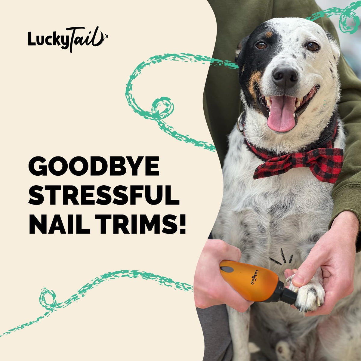 LuckyTail Pet Nail Grinder for Dogs and Cats - Super Quiet and Low Vibration Electric Dog Nail