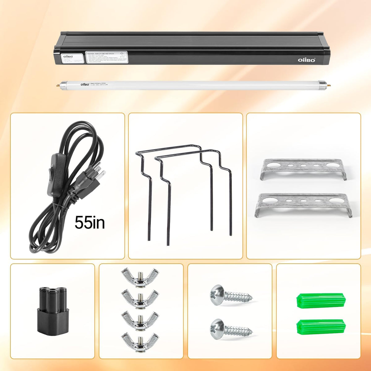 Oiibo T5 HO Reptile Light Fixture UVB Lighting Combo Kit, Reptiles Terrarium Lamp Hood Light