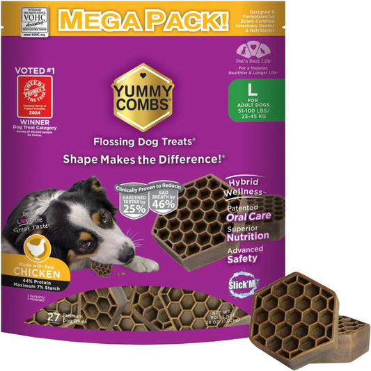 Dog Dental Treats – Vet VOHC Approved – Delicious Chicken Protein – Removes Tartar with Cleaning
