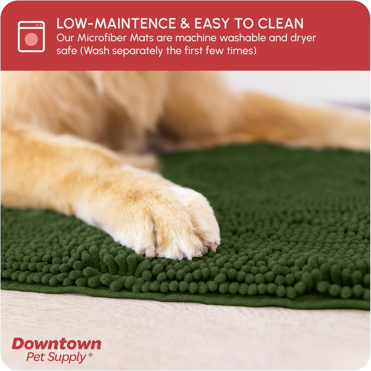My Doggy Place Microfiber Dog Mat for Muddy Paws, 36" x 26" Chive - Absorbent and Quick-Drying Dog