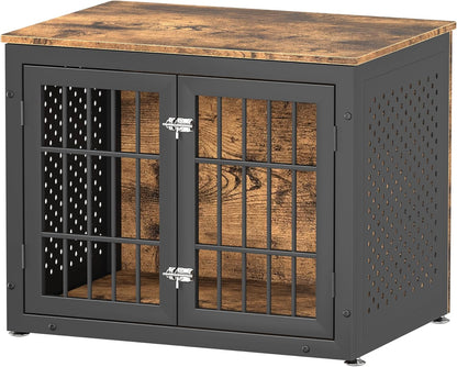 32" Heavy Duty Dog Crate Furniture for Small and Medium Dogs, Metal Kennel for High Anxiety Dogs