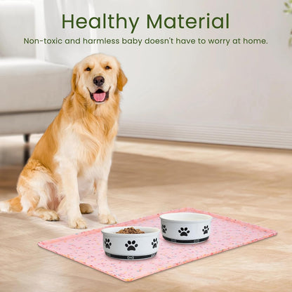 Ptlom Dog Food Mat Anti-Slip Dog Bowl Mats for Food and Water, Waterproof Pet Placemat Prevents