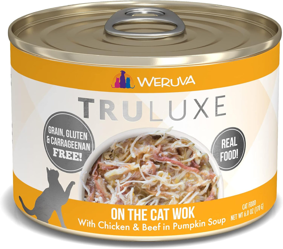 Weruva TruLuxe Cat Food, On The Cat Wok with Chicken Breast & Beef in Pumpkin Soup, 6oz Can (Pack
