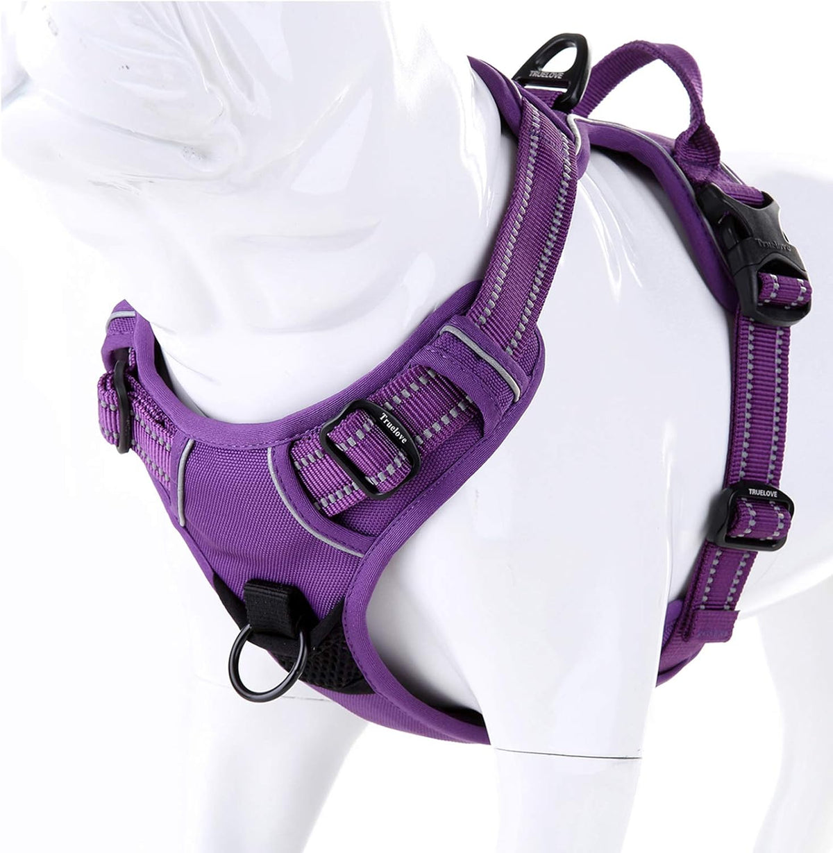 Truelove No Pull Dog Harness with Easy Control Handle and 2 Leash Attachments,Reflective Adjustable