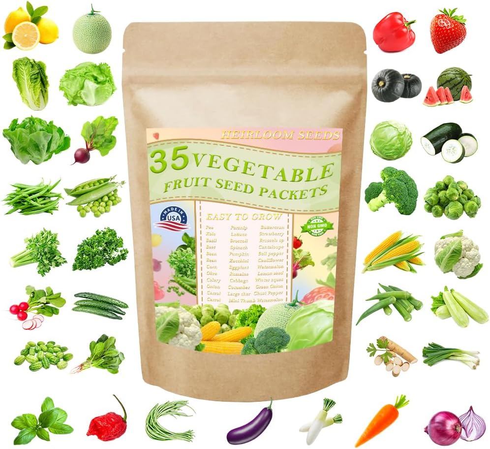 Vegetable Seeds Kit Fruit Seeds for Planting Non-GMO and Heirloom 35 Varieties Seeds for Planting