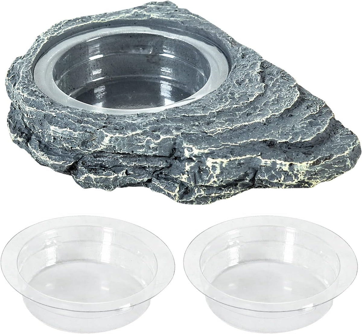 REPTIZOO Reptile Magnetic Feeder Ledge, Single Bowl Reptile Food Dish with 3PCS Feeding Cups Food