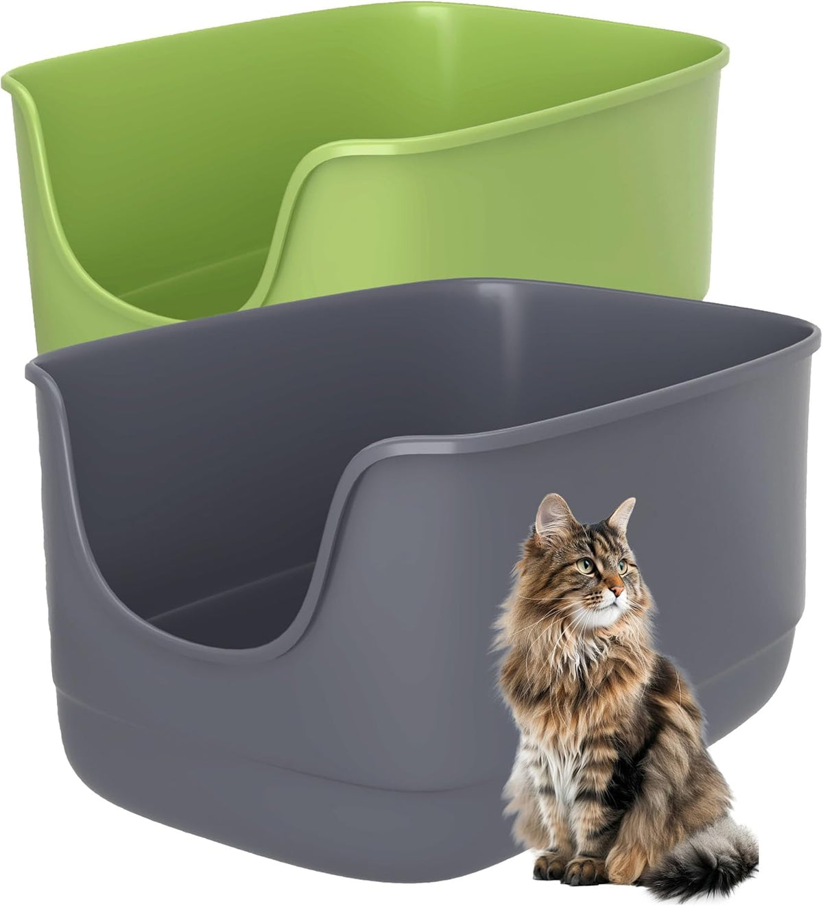 Gefryco Jumbo Cat Litter Box with High Sides, Extra Large for Muti Cats Open Big Cat Litter Box
