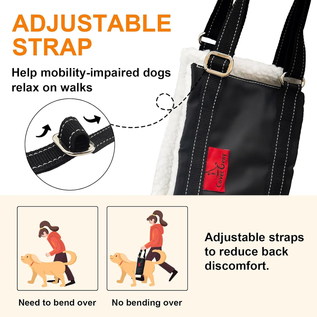 Dog Lift Harness - Adjustable Sling for Rear Legs with Soft Support for Senior, Injured, Disabled