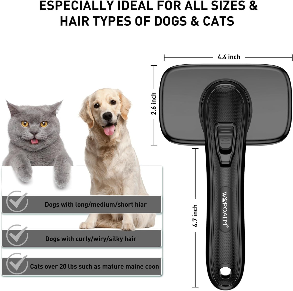 Dog Brush for Shedding & Grooming Small Medium Large Dogs & Cats - Remove Loose Fur, Knot