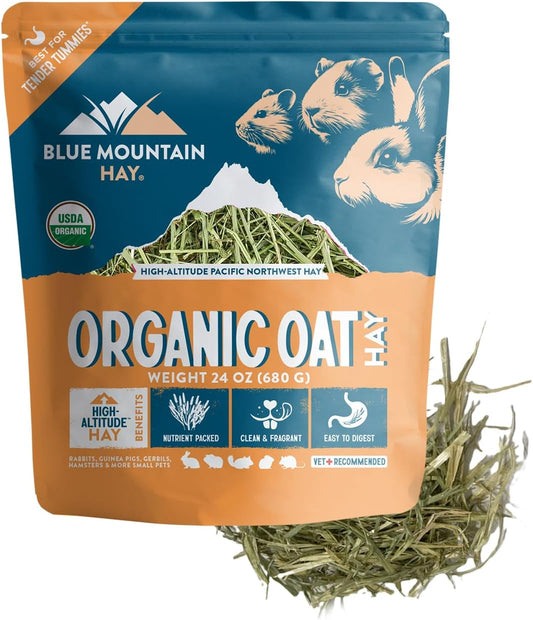 Blue Mountain Hay | Fresh Organic Oat Hay (24 Ounce) | Good for Sensitive Digestion | High-Altitude