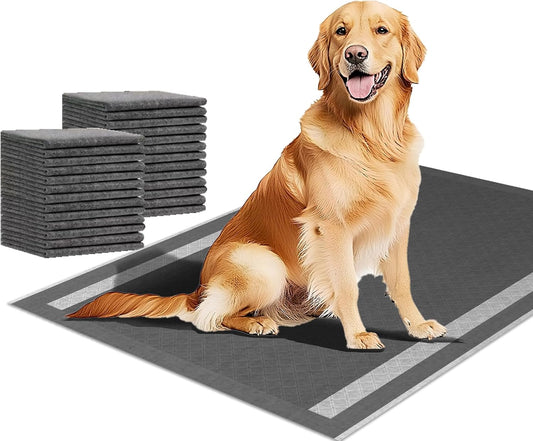 Dog Pee Pads 50 Count, 28'' x 34'' Charcoal Odor-Control Puppy Pads with Leak-Proof Quick-Dry