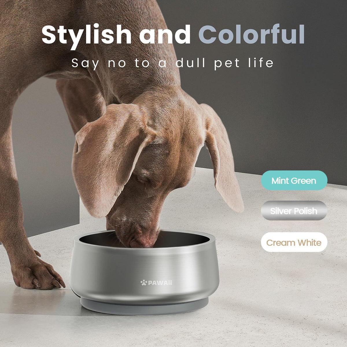 Pawaii Stainless Steel Dog Bowl with Non-Slip Rubber Base & Double Wall Insulation - Durable Design