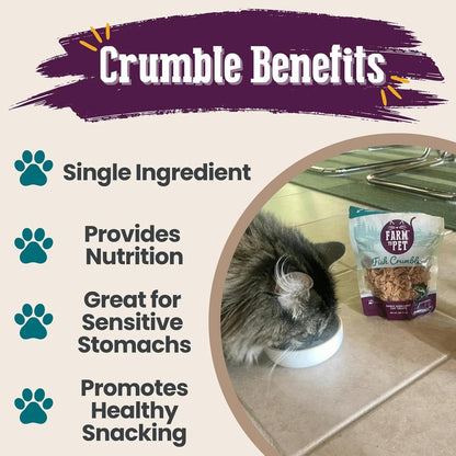 Farm To Pet - Cat Treat Crumbles - 3 oz Single Ingredient Fish Treat and Snacks - Healthy for