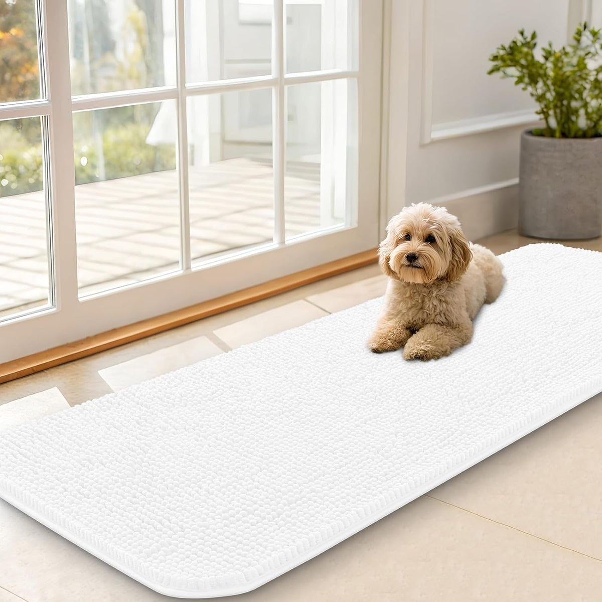 OLANLY Dog Door Mat for Muddy Paws 59x20, Absorbs Moisture and Dirt, Absorbent Non-Slip Washable