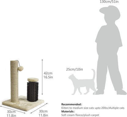 Amazon Basics Cat Scratcher - Indoor Classic Single Cat & Kittens Scratching Post with Brush, Small