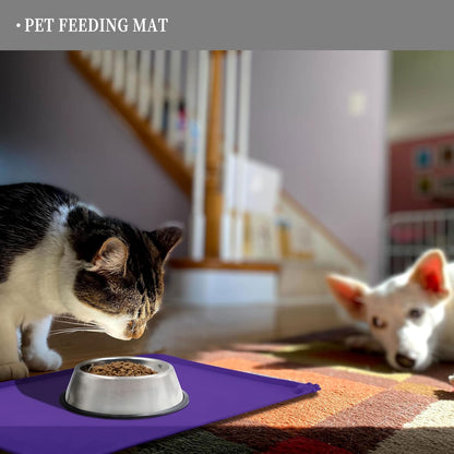 Waterproof Pet Feeding Mat with High Raised Edges, Heavier and Thicker Placemats for Cat Dog Water