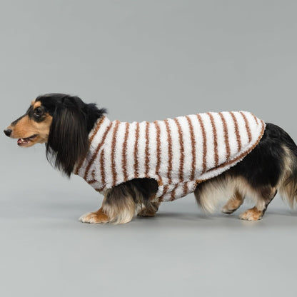 Fitwarm 2 Pack Striped Fleece Dog Sweater, Warm Winter Clothes for Small Dogs Boy Girl, Fuzzy Pet
