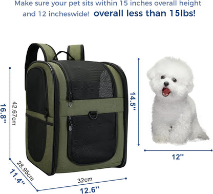Apollo Walker Dog & Cat Carrier Backpack for 4-15lb Pets - Ventilated Safe Design with Padded Back