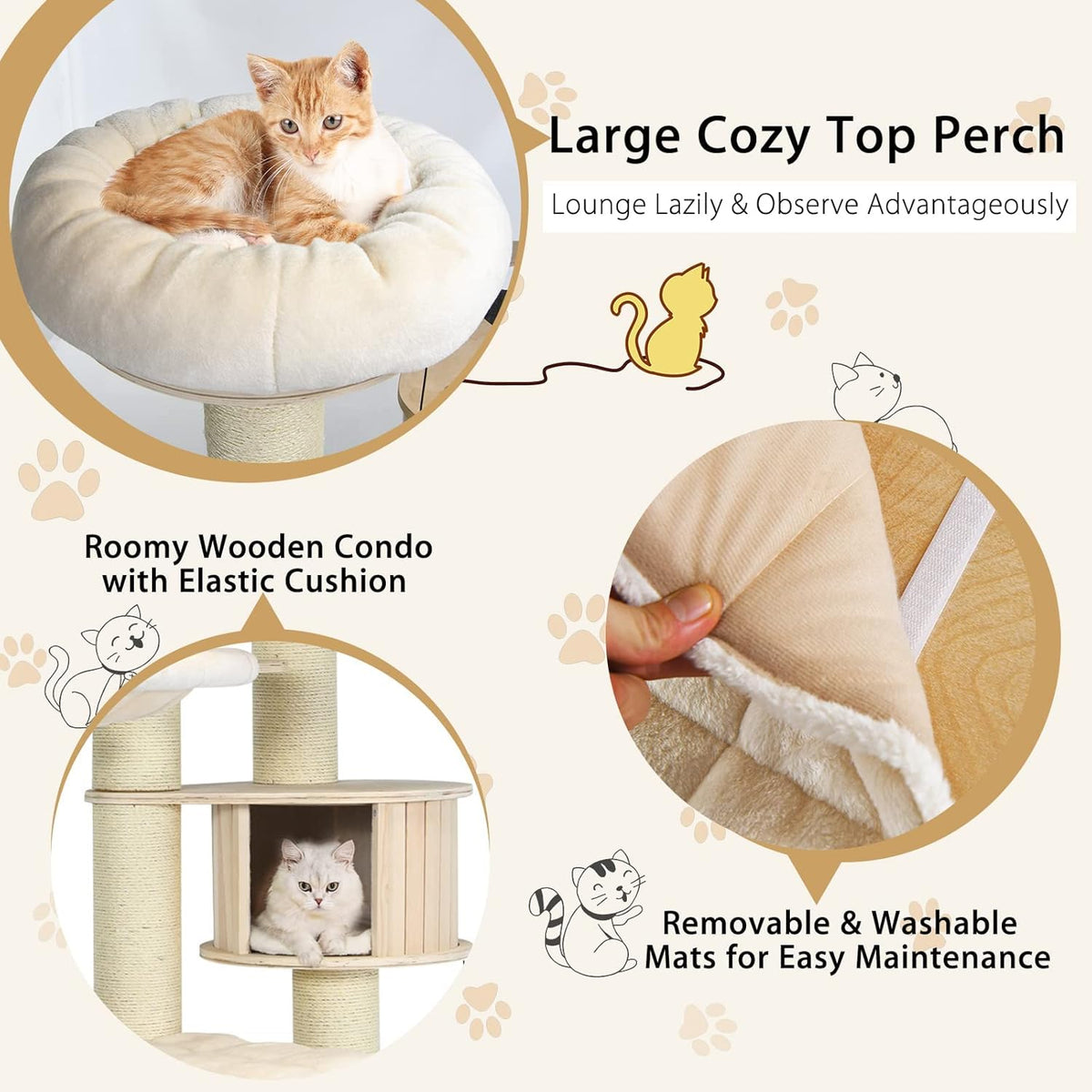 Tangkula Large Cat Tree, Multi-Level Tall Cat Tower with Sisal Scratching Posts, Hammocks, Hanging
