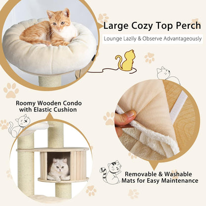 Tangkula Large Cat Tree, Multi-Level Tall Cat Tower with Sisal Scratching Posts, Hammocks, Hanging