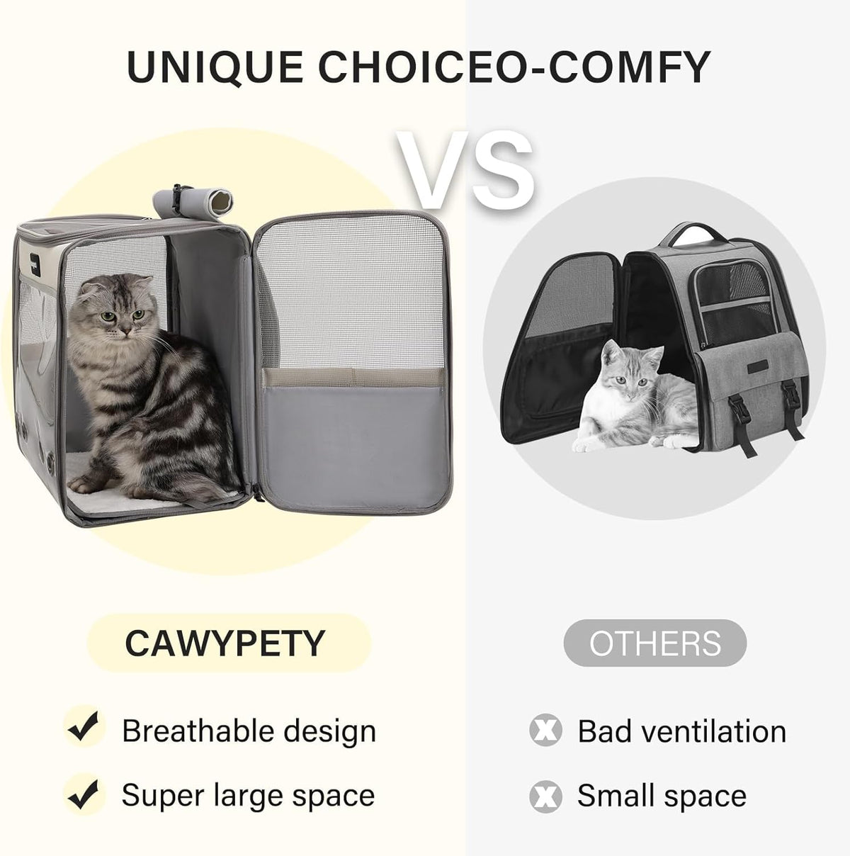 Cat Carrier Backpack,Cat Carrier with Window Blind，Cat Backpack for Small Cats Dogs, Safety Straps