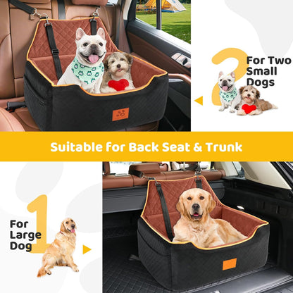Dog Car Seat for Large/Medium Dog, Booster Seat for Dogs Under 55Lbs or 2 Small, Detachable and