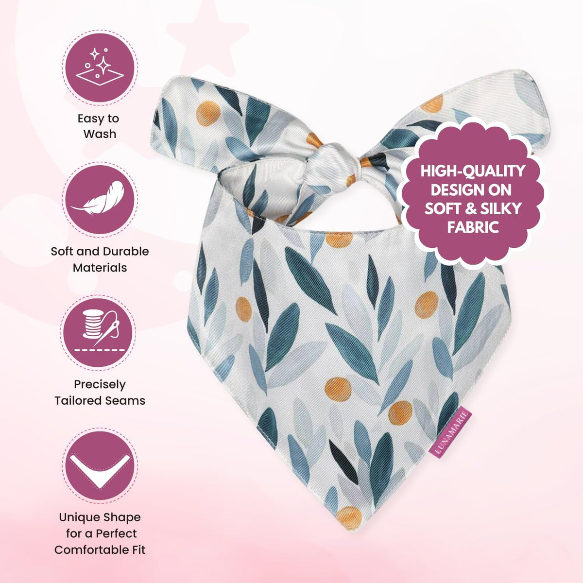 LunaMarie - Luxury Pet Birthday Bandanas -Premium & Silky Poly Fabric | 100% Handmade | Custom