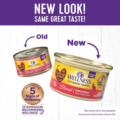 Wellness Complete Health Sliced Adult Wet Cat Food, Natural, Protein-Rich, Grain Free, 3 Ounce, 24