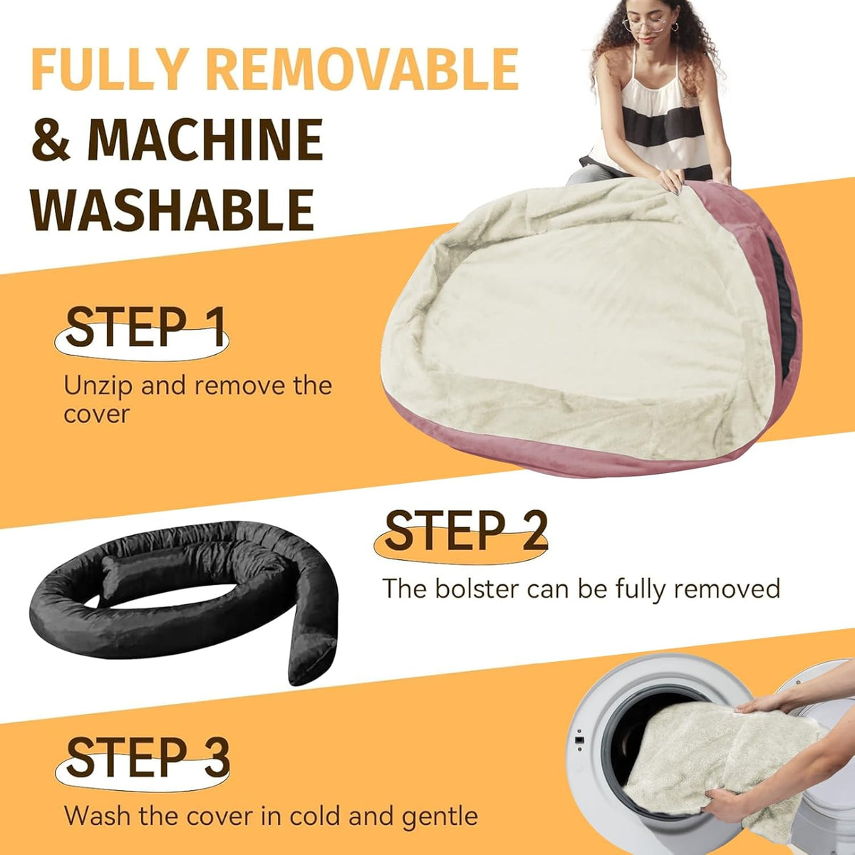 Orthopedic Waterproof Large Dog Bed: Memory Foam Washable Dog Bed with Bolsters - XL Removable