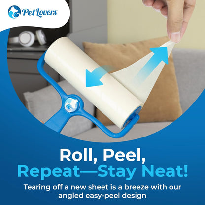 PetLovers 6.3" Large Lint Roller for Pet Hair Extra Sticky 270 Sheets, Ideal for Pet Hair Removal